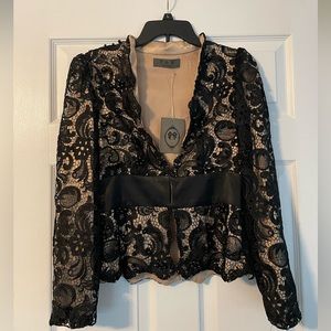 Nude and black lace formal jacket